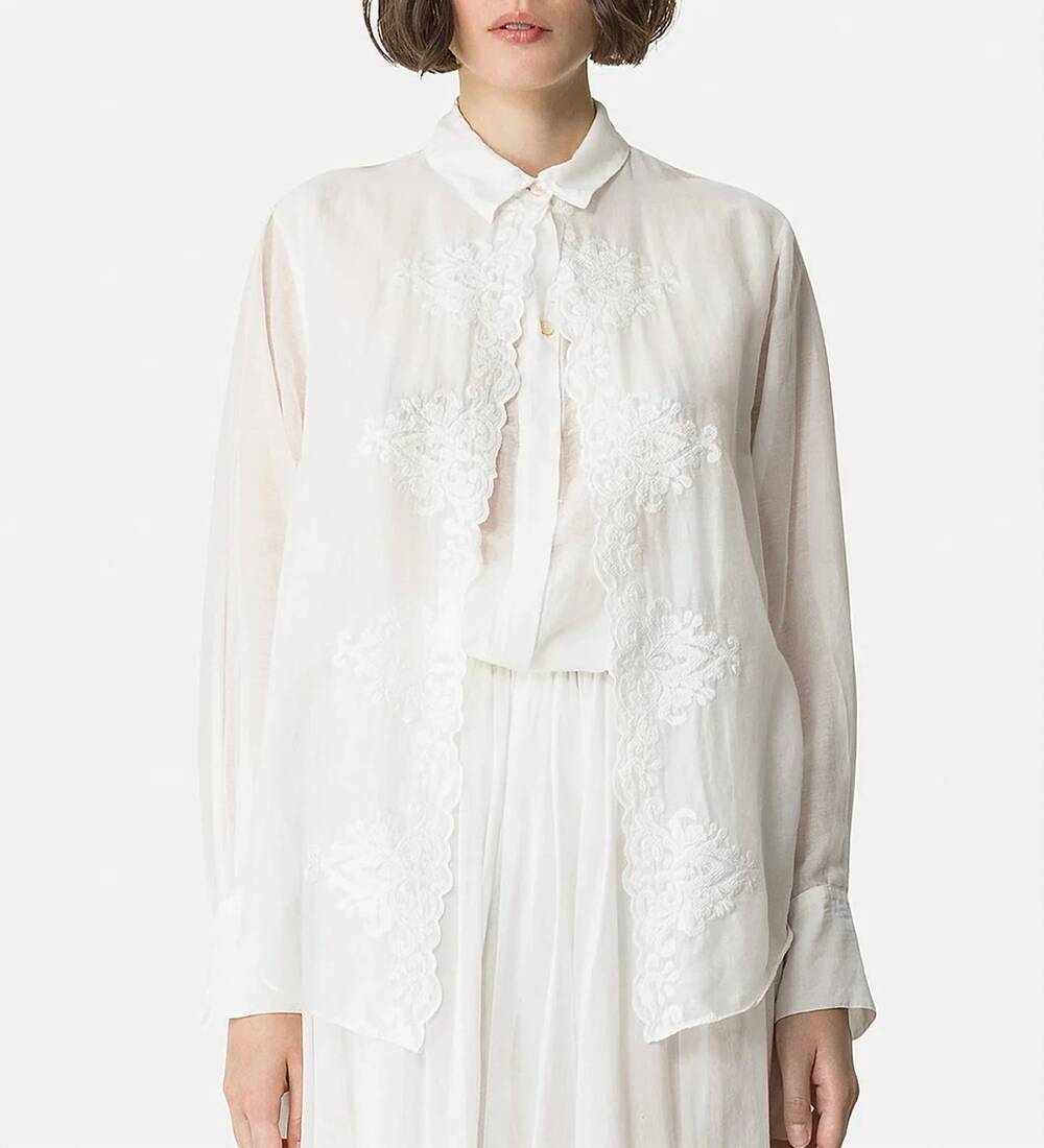 NEW FORTE FORTE embroidered voile shirt in white